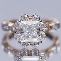 New Arrived Flower Design Princess Cut Engagement Ring
