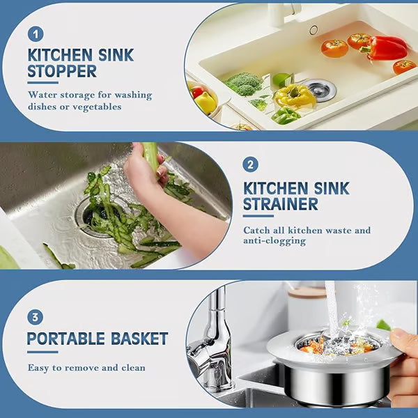 Upgraded 3 in 1 Kitchen Sink Drain Strainer